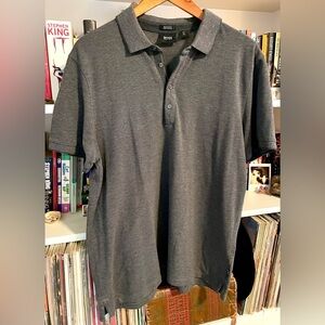 Hugo Boss Gray Polo Shirt XL Short Sleeve Collar Pima Cotton Regular Fit Golf